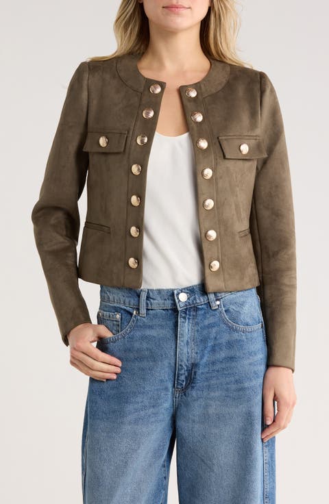 Crop Faux Suede Jacket