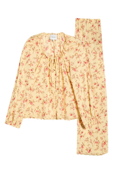 Paloma Lace Trim Cotton Blend Pajamas