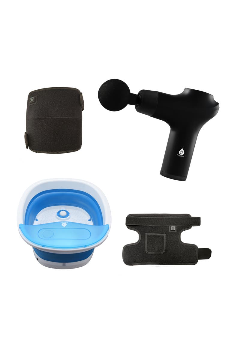 Red Light Knee Pads, Massage Gun & Foot Spa, Main, color, Black