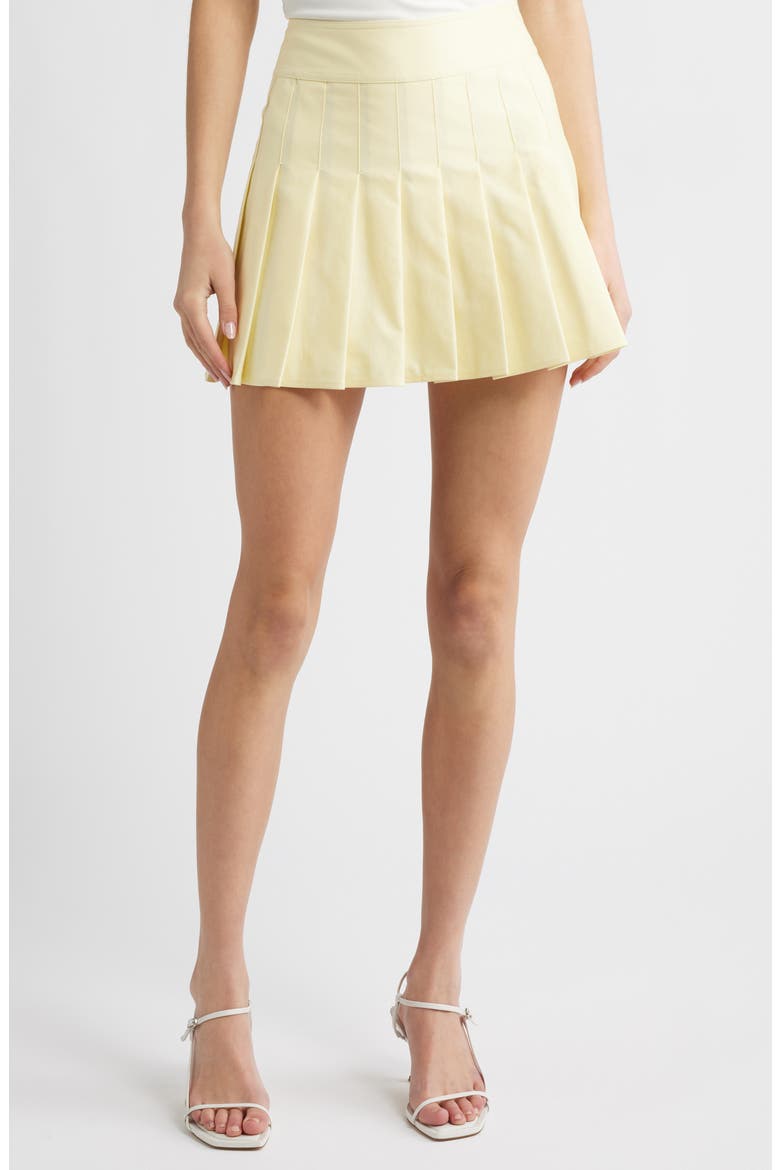Sabine Pleated Cotton Twill Miniskirt, Main, color, CORNSILK YELLOW