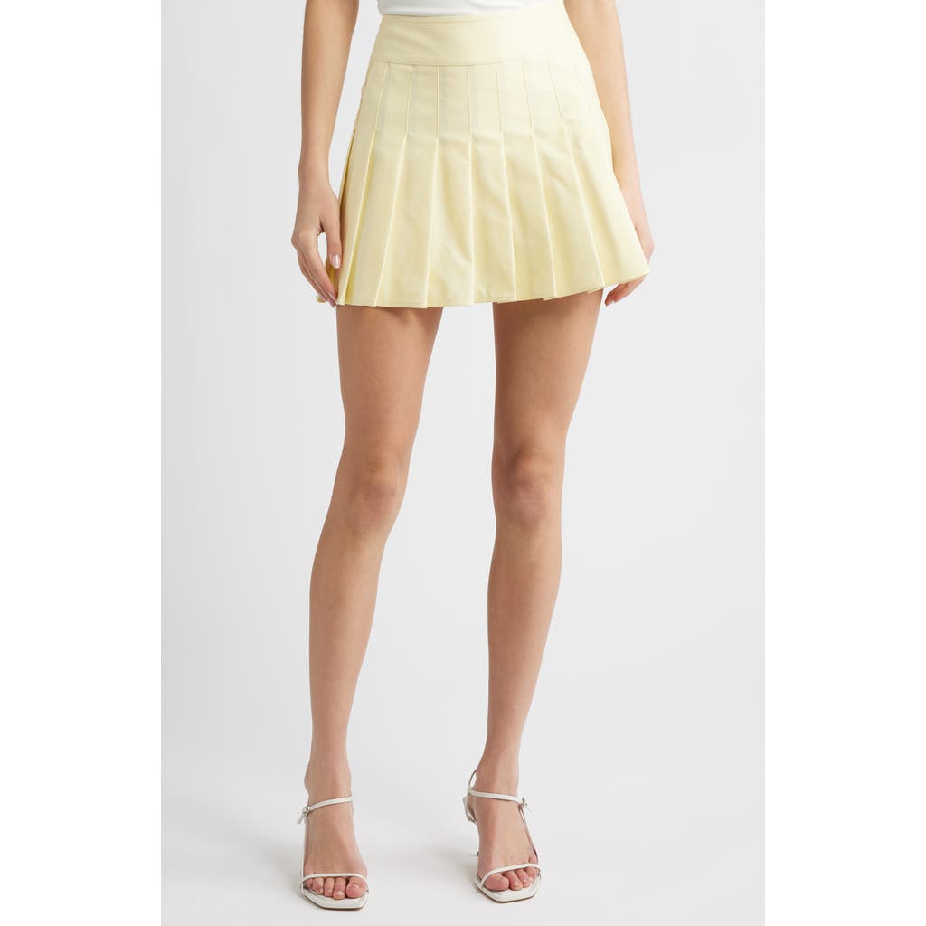 French Connection Sabine Pleated Cotton Twill Miniskirt In Cornsilk Yellow