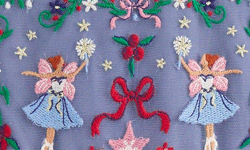 Mini Boden Kids' Embroidered Tiered Tulle Party Dress In Purple