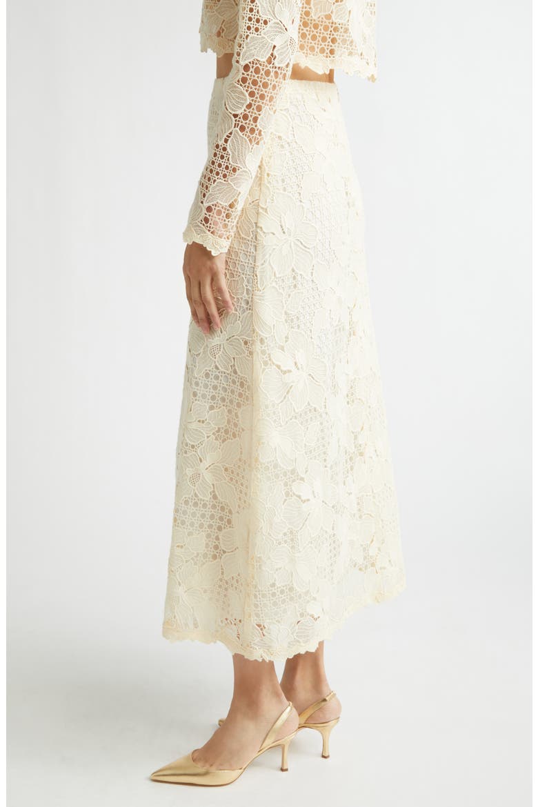 Lattice Guipure Lace Midi Skirt, Alternate, color, CREAM