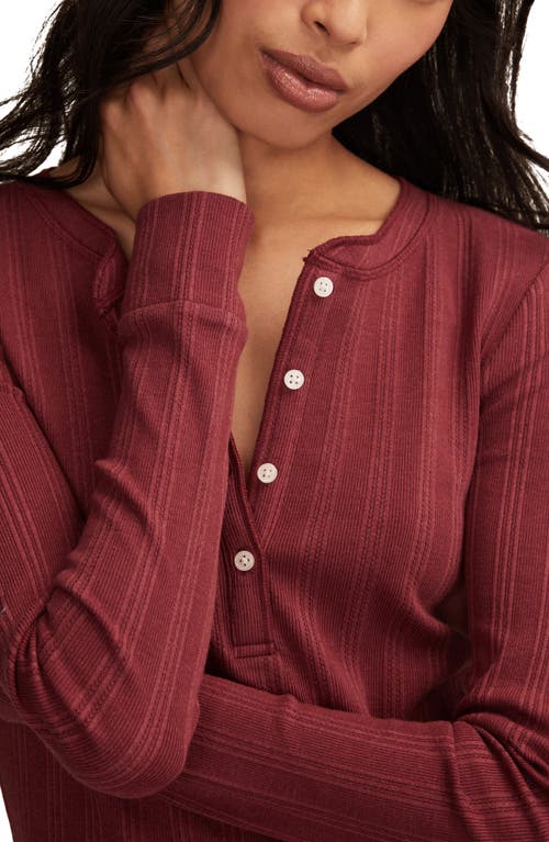 Lucky Brand Ribbed Henley In Red