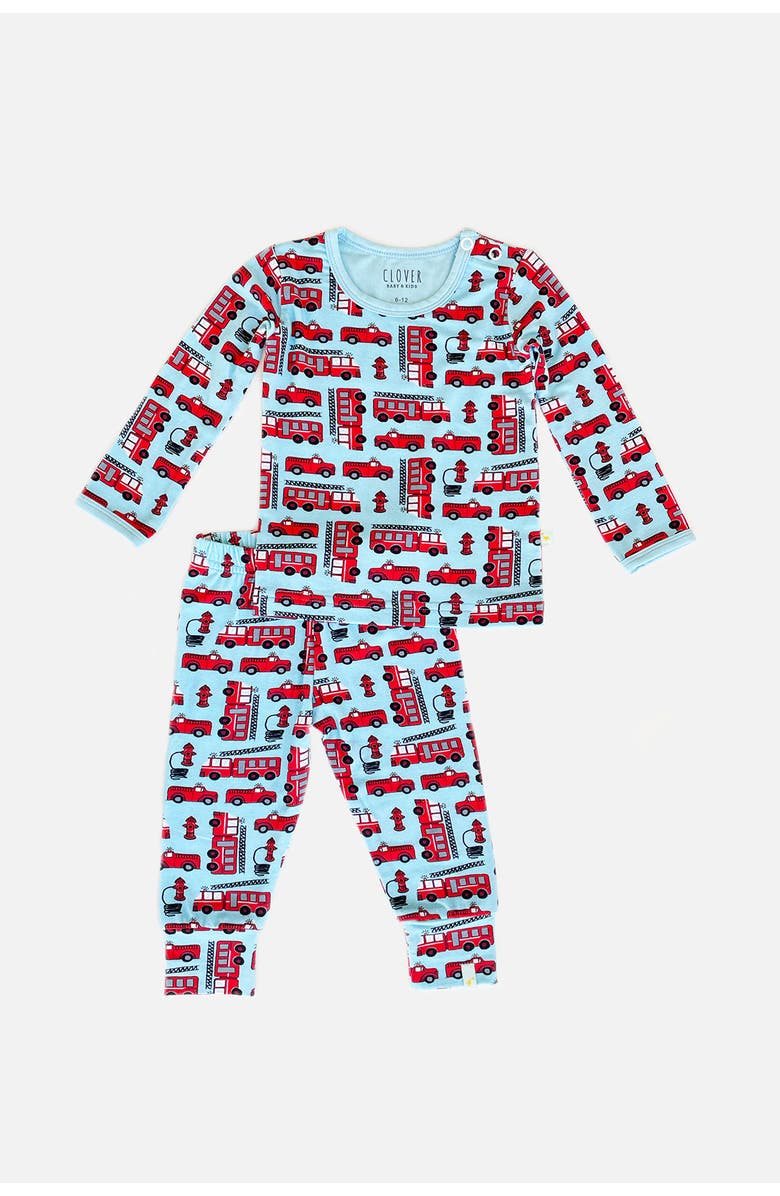 Clover Baby & Kids Long Sleeve Pajama Set - Fire Trucks, Alternate, color, Fire Trucks
