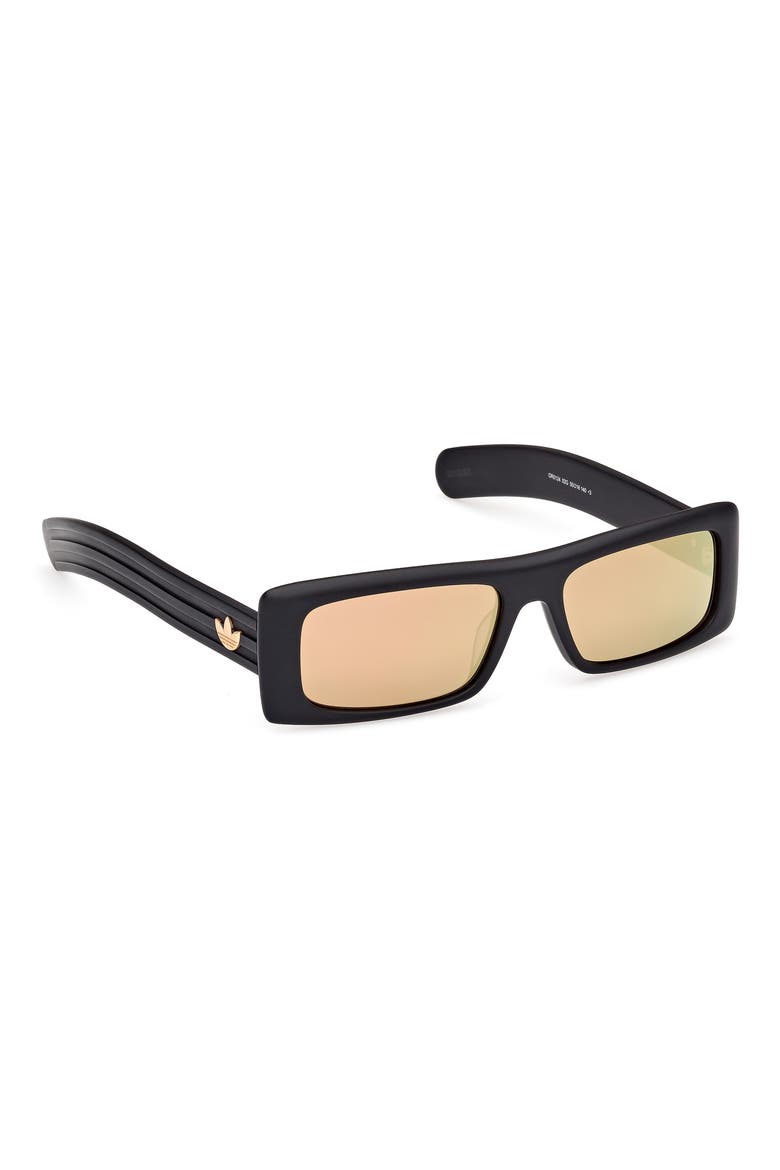 Rectangular Sunglasses, Alternate, color, MATTE BLACK/ BROWN MIRROR
