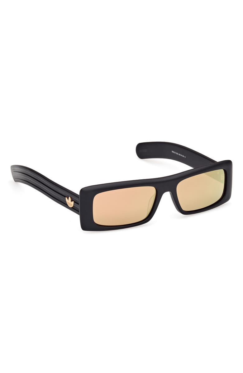 adidas Rectangular Sunglasses, Alternate, color, Matte Black/ Brown Mirror