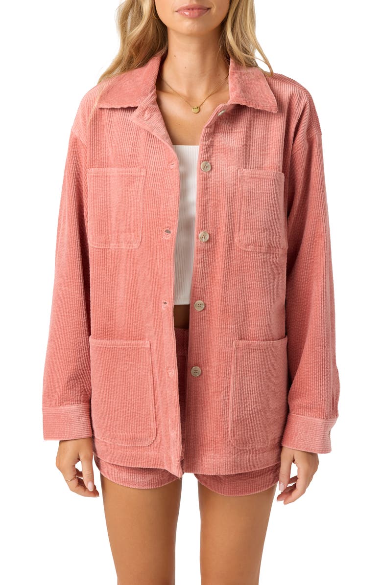 O
Neill Langford Cotton Blend Corduroy Shacket, Main, color, Desert Sand