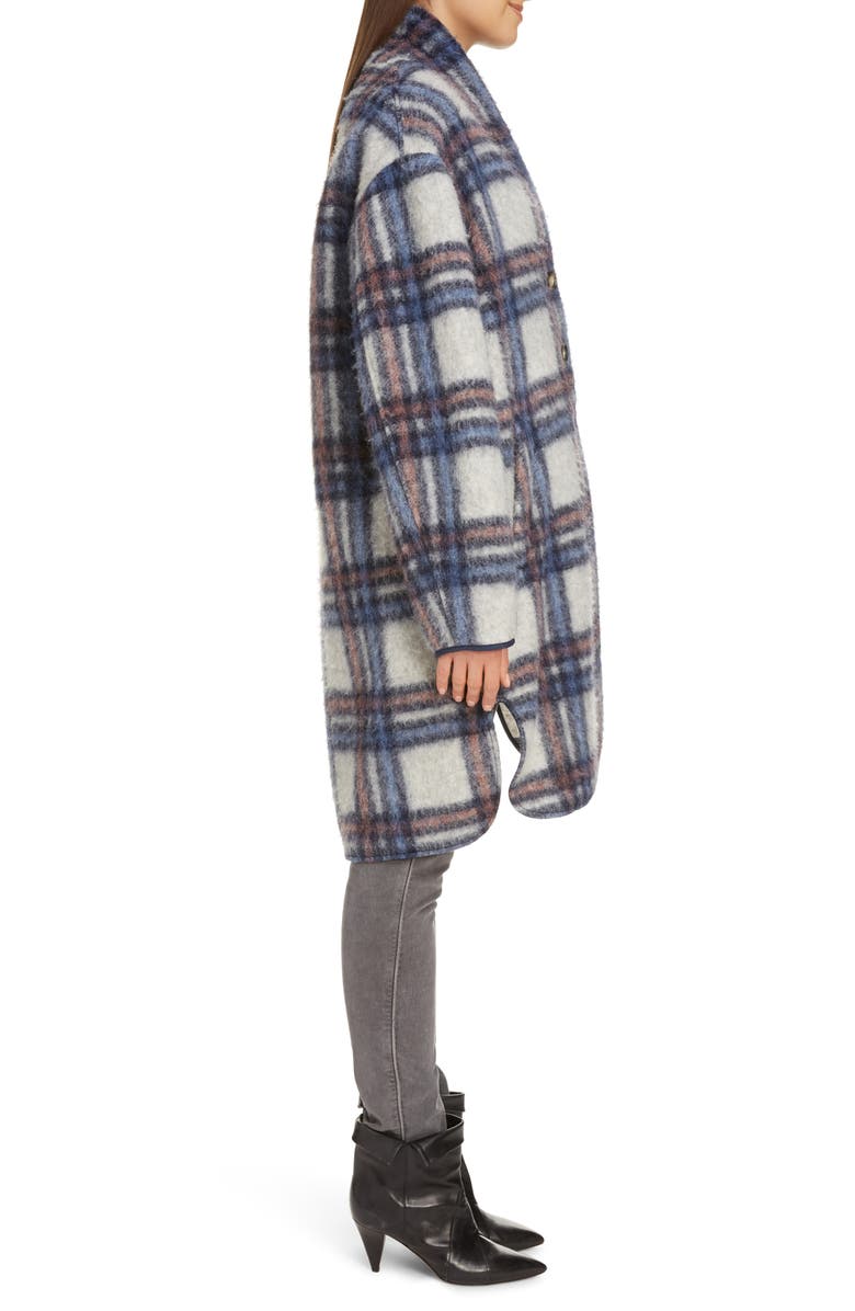 Isabel Marant Étoile Gabriel Plaid Wool Blend Coat, Alternate, color, 
