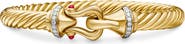 David Yurman Buckle Cablespira® Bracelet in 18K Yellow Gold with Rubies and Diamonds, 7mm
