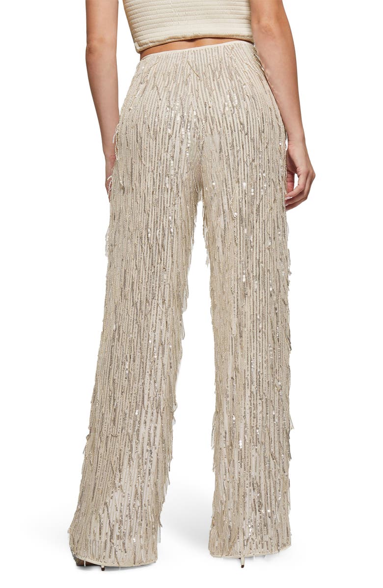 GUESS Heidi Sequin Fringe Wide Leg Pants, Alternate, color, 