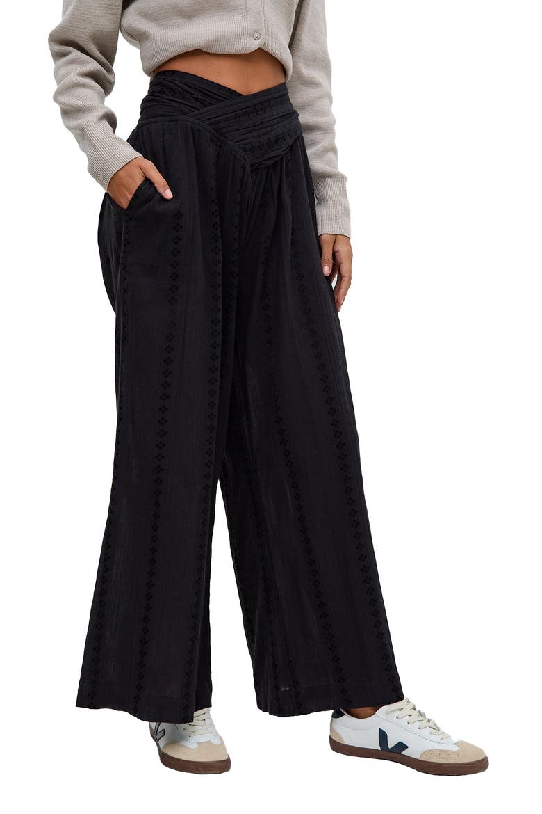 Farrah Wide Leg Jacquard Trouser, Alternate, color, Black