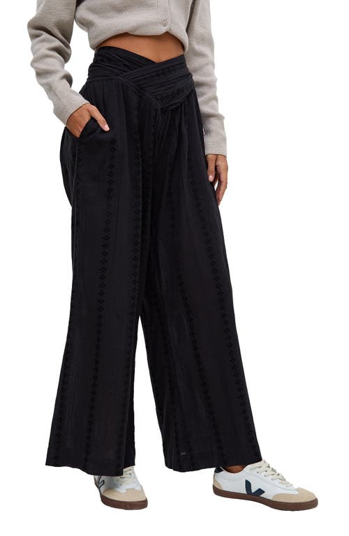 Raffya Farrah Wide Leg Jacquard Trouser In Black
