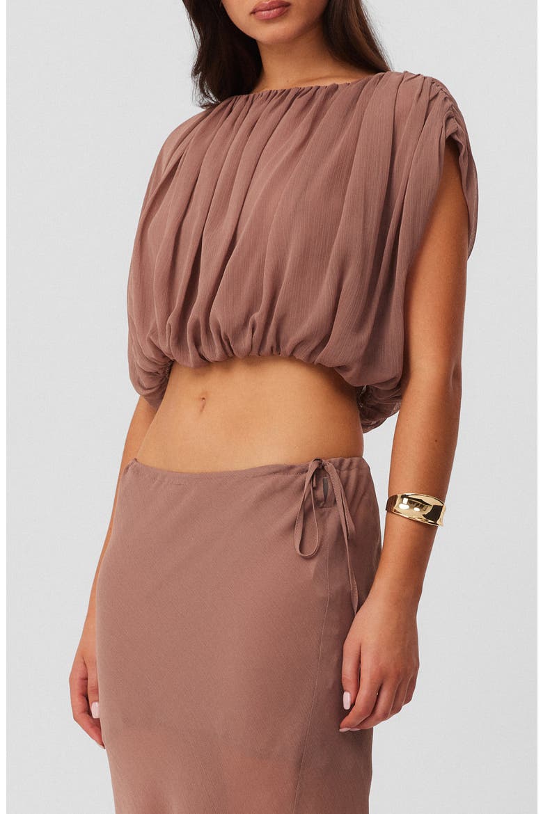 Mara Gathered Cropped Top, Alternate, color, MOCHA