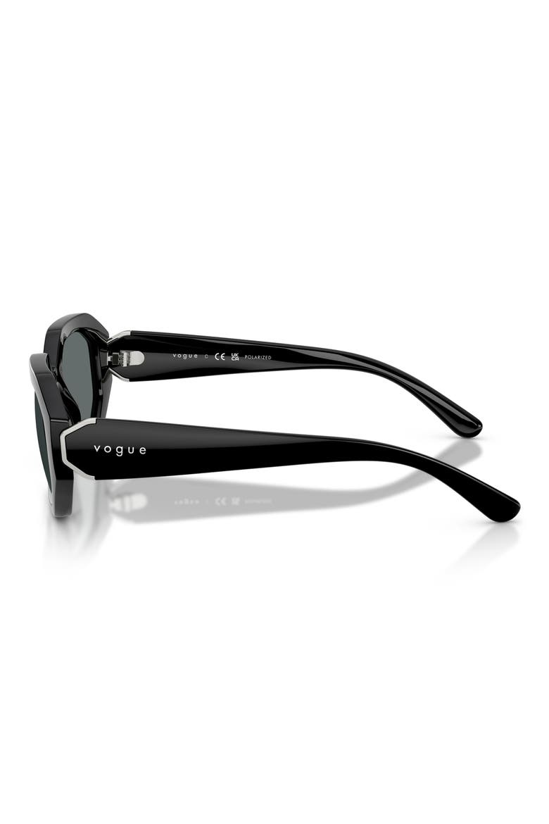 54mm Geometric Polarized Sunglasses, Alternate, color, BLACK / DARK GREY POLAR