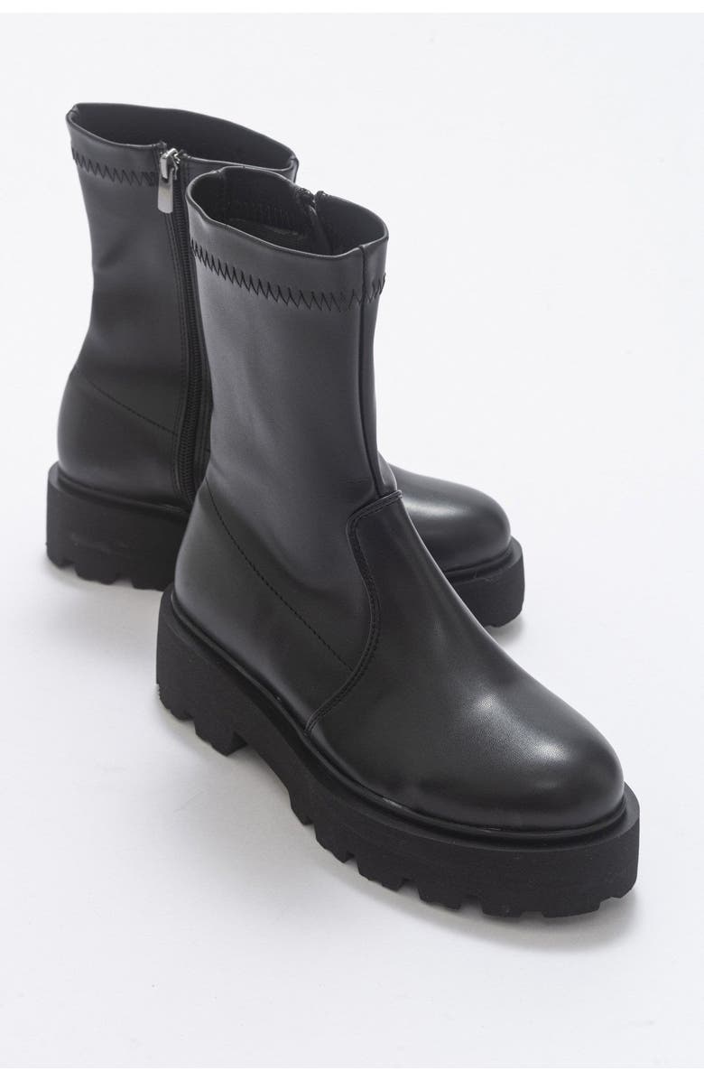 Prologue Shoes Rush Bootie, Alternate, color, Black Faux Leather