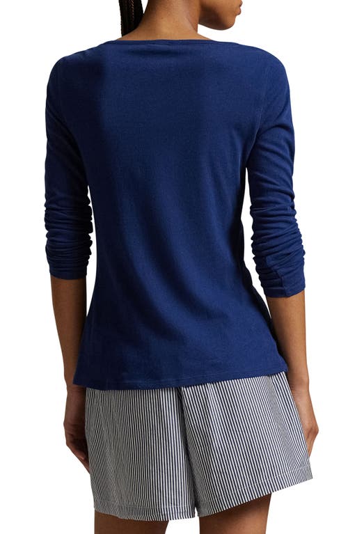 Polo Ralph Lauren Long & Lean Cotton Jersey Lounge Henley In Navy