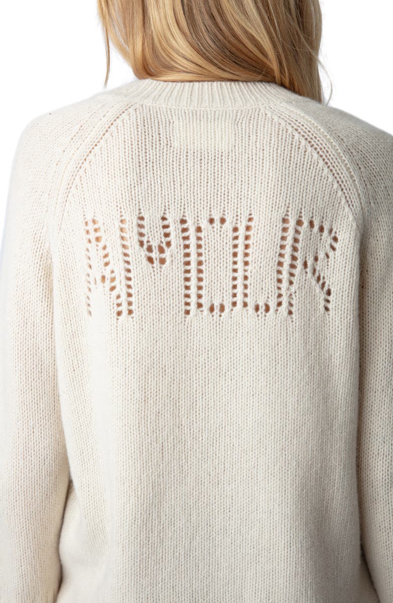 Zadig & Voltaire Valma Amour Pointelle Merino Wool Sweater, Alternate, color, Judo