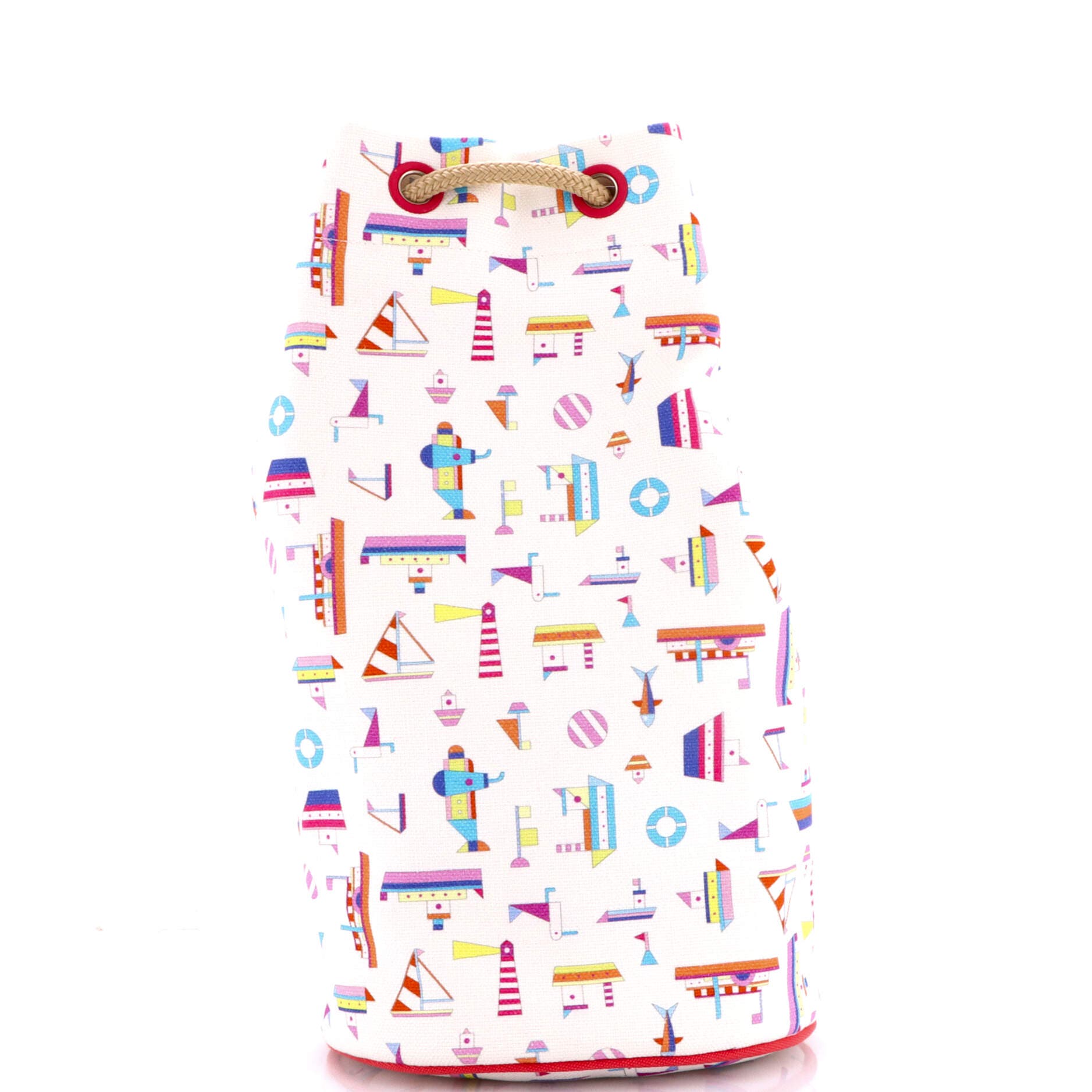 Pre-Owned Hermes Petit Chalutier Duffle Bag Printed Canvas, Main, color, 