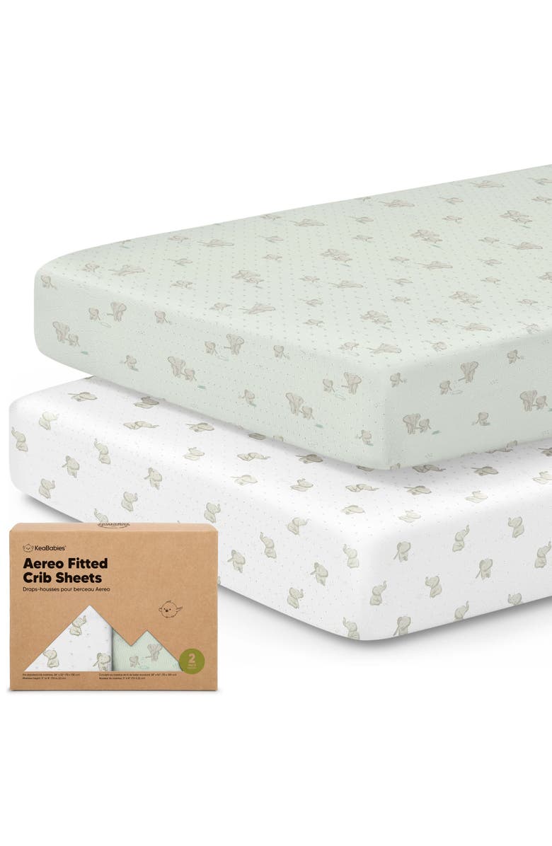 KeaBabies 2-Pack Aereo Fitted Crib Sheets, Main, color, Elly