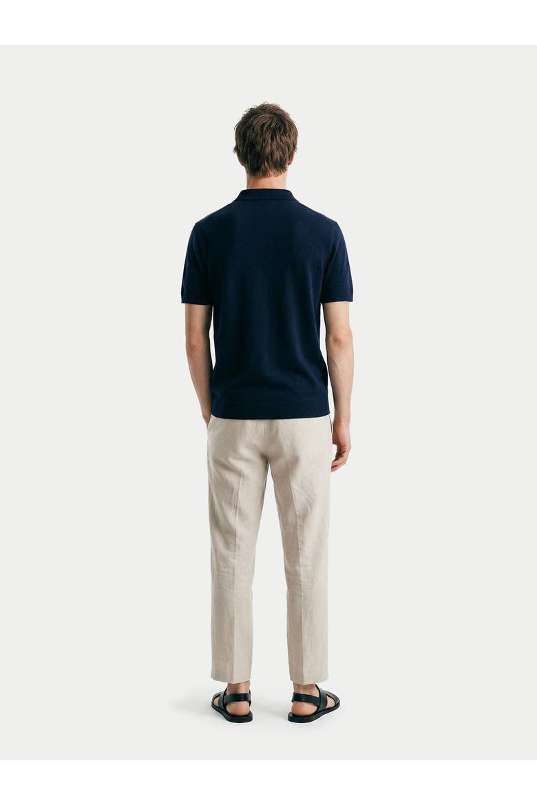 Cashmere Silk Half-Zip Polo Top, Alternate, color, mood-indigo