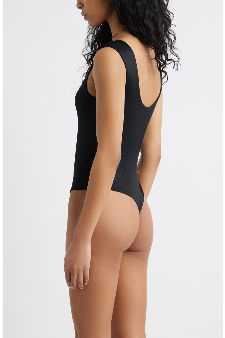 Open Back Butter Rib Bodysuit, Alternate, color, BLACK