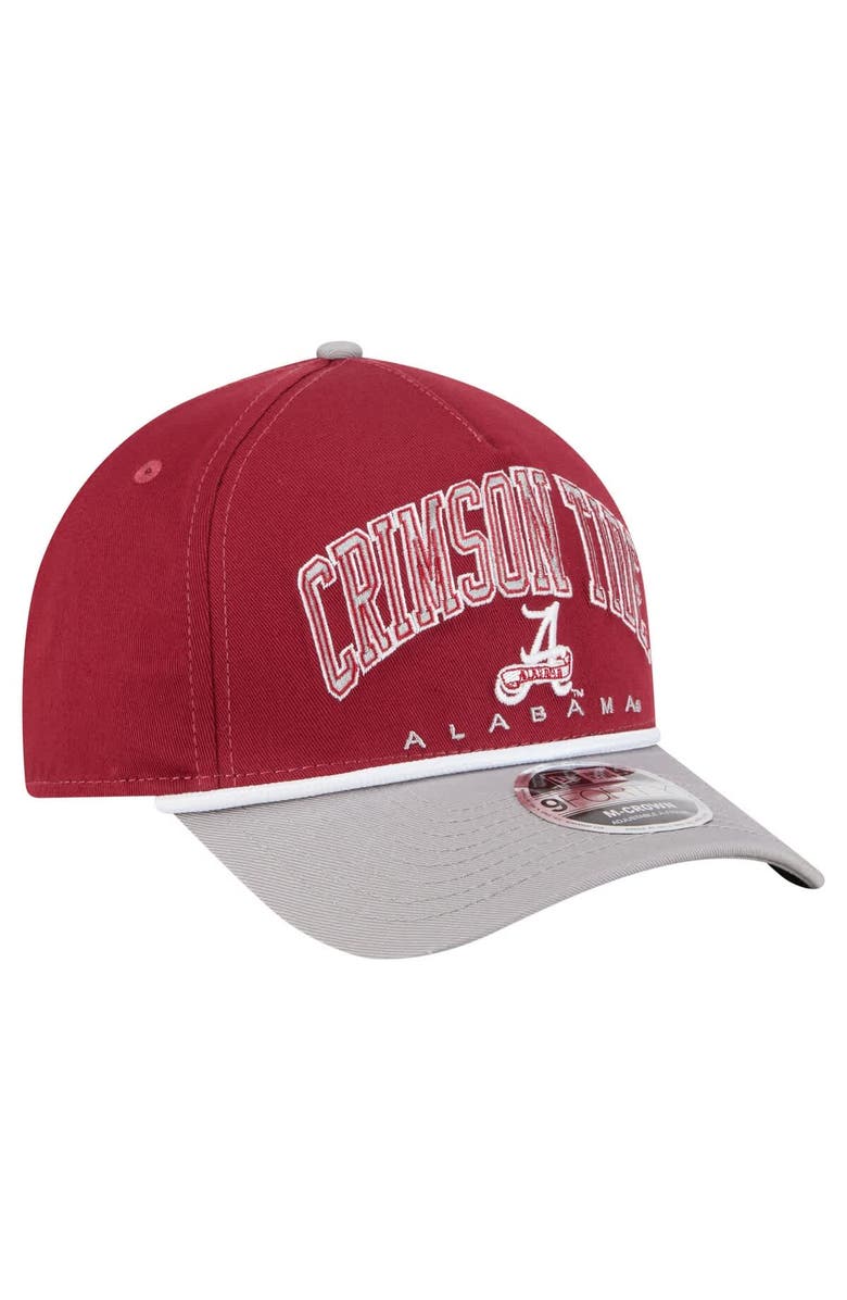 New Era Men's New Era Crimson/Gray Alabama Crimson Tide Arch Two-Tone Rope 9FORTY A-Frame M-Crown Adjustable Hat, Alternate, color, Crimson
