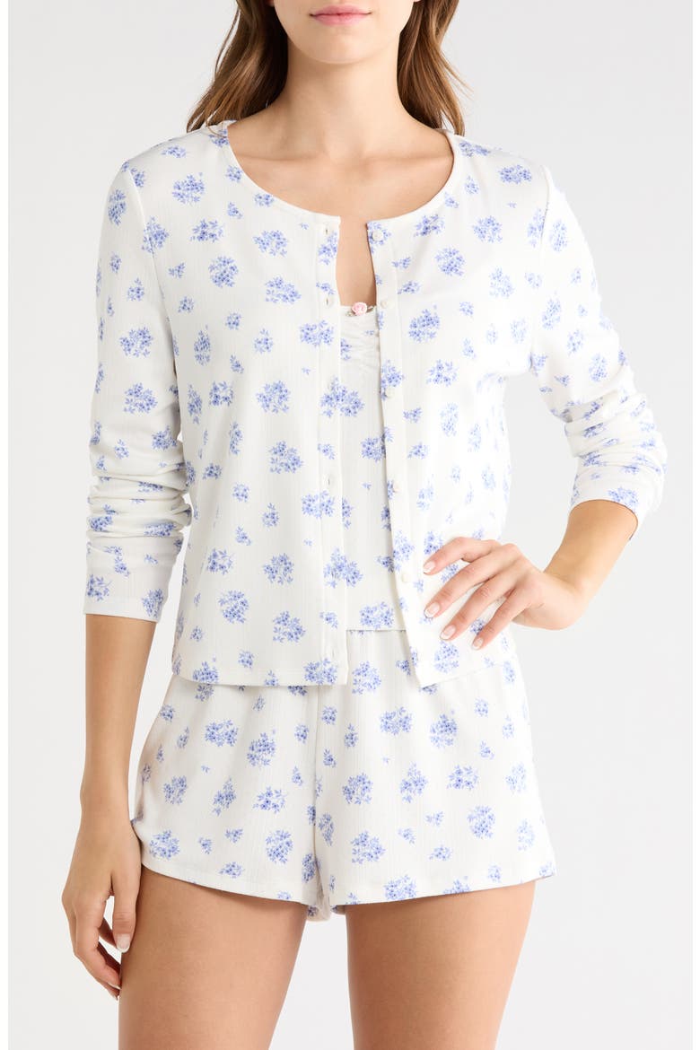 Blissful Pointelle Jersey Pajamas, Main, color, WHITE DITSY