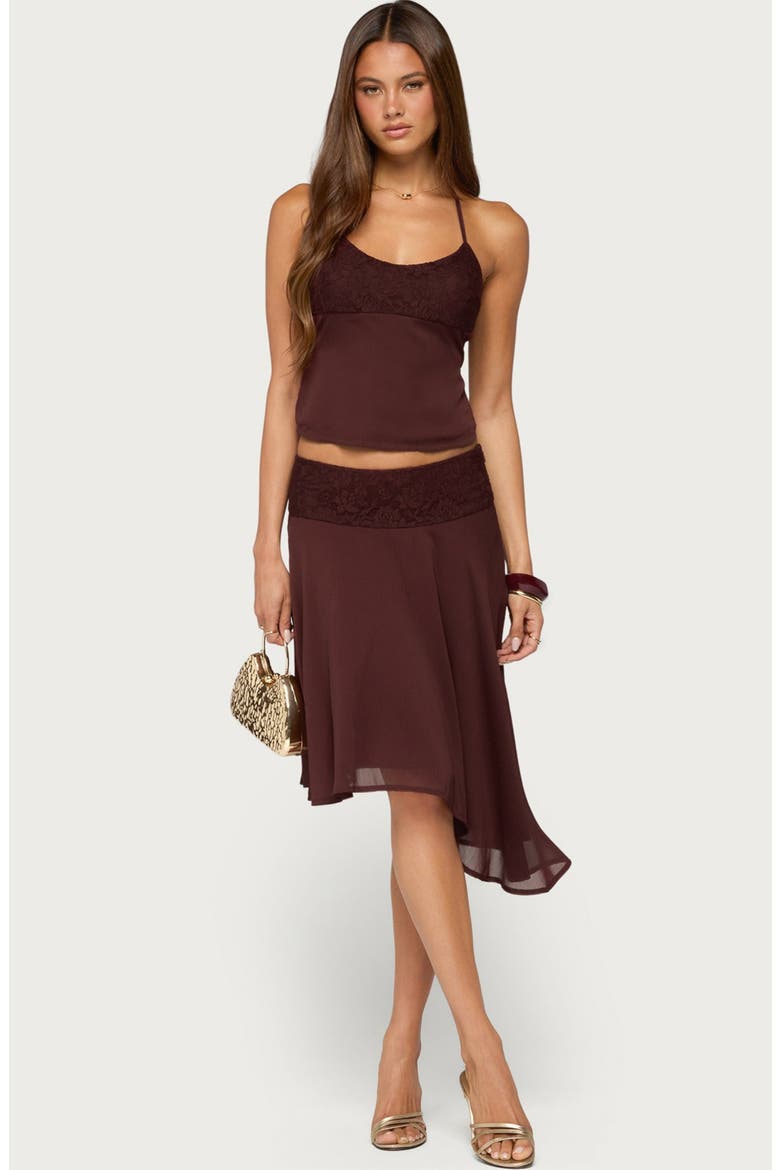 Evia Lace Trim Tie Back Halter Top, Alternate, color, PLUM