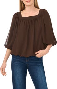 CeCe Square Neck Bubble Top