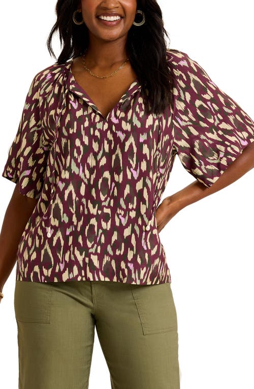Tommy Bahama Cheetah Cove Elbow Sleeve Top In Brown