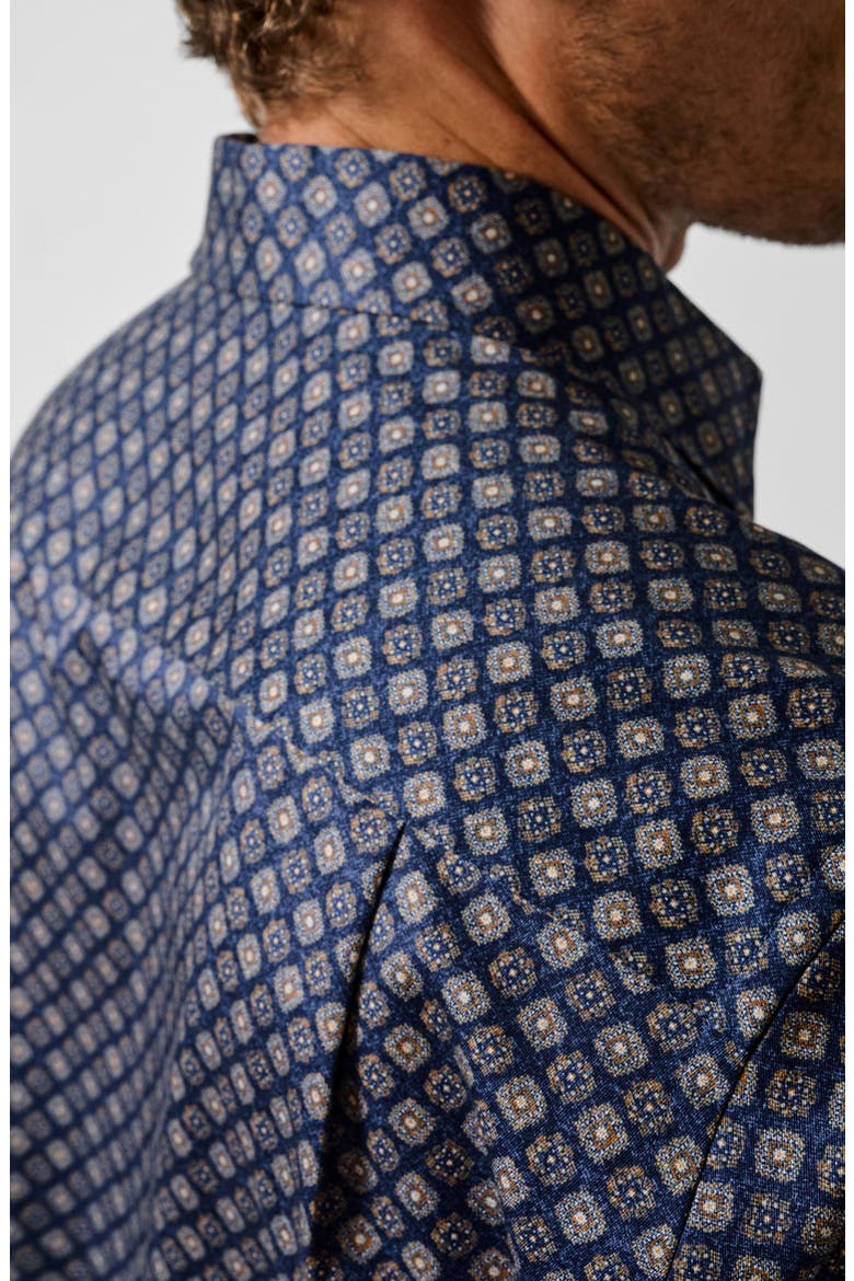 Geometric Sport Shirt, Alternate, color, NAVY/ BROWN