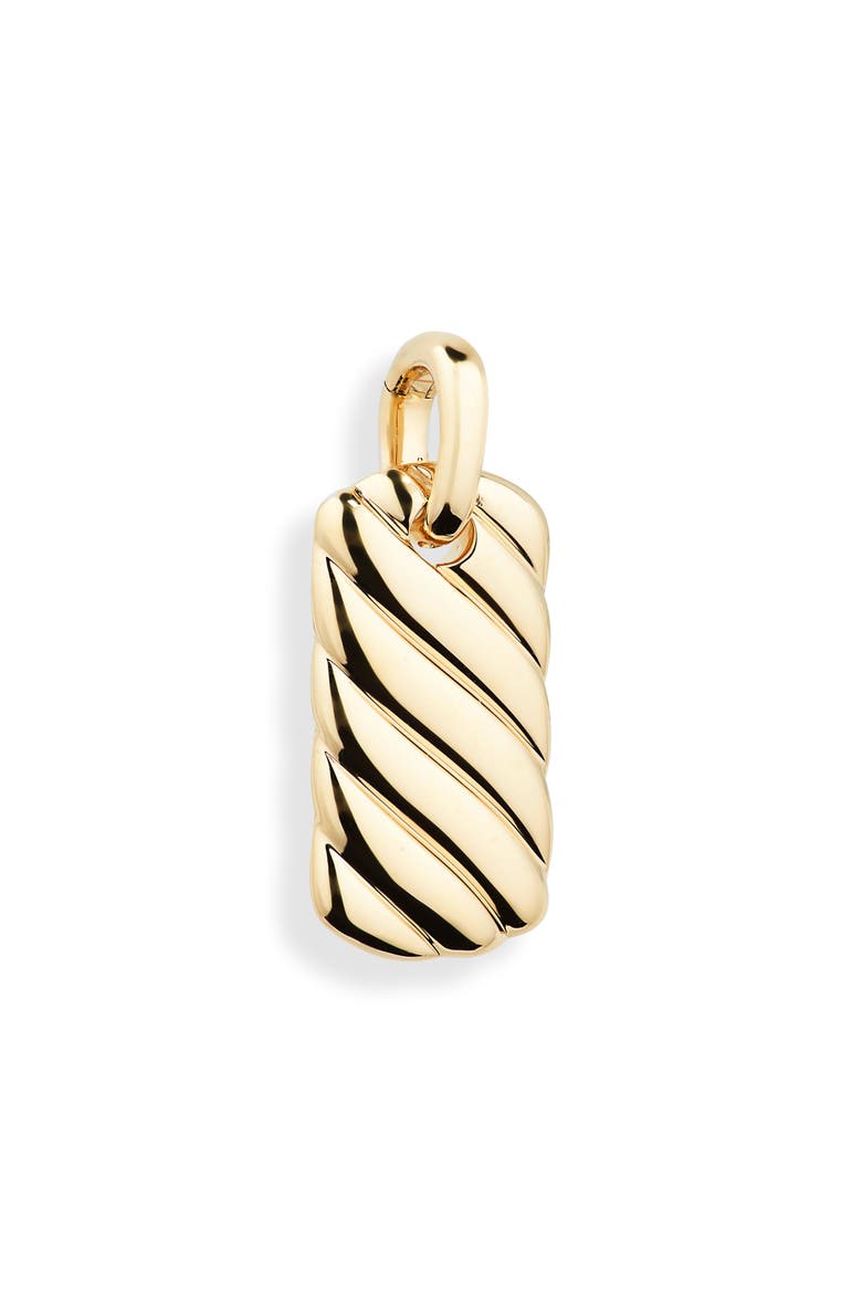 Petite Sculpted Cable Dog Tag Enhancer, Main, color, 18K YELLOW GOLD