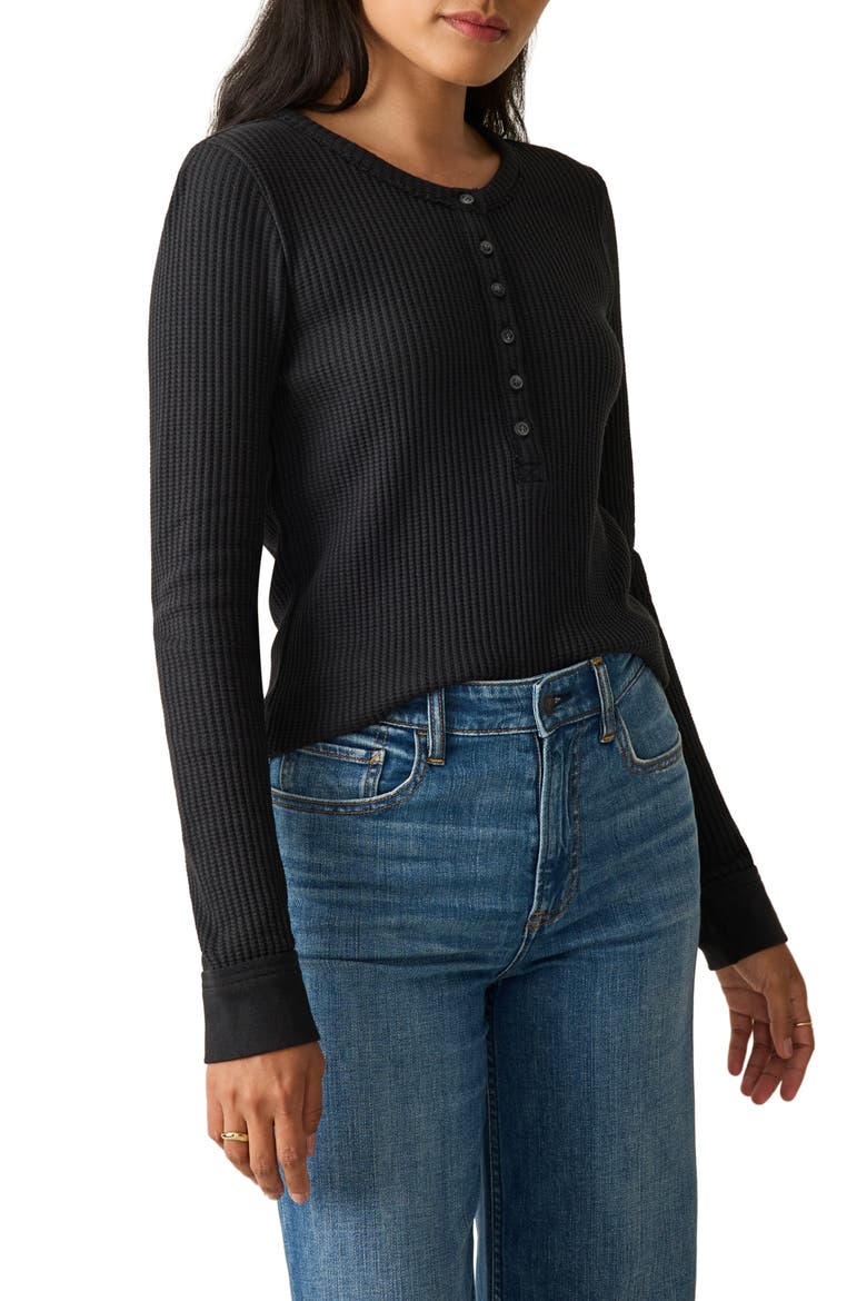 Legend Après Waffle Henley, Alternate, color, BLACK