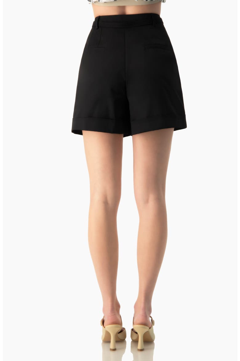 High-Waist Tailored Wide-Leg Cuffed Shorts, Alternate, color, Black