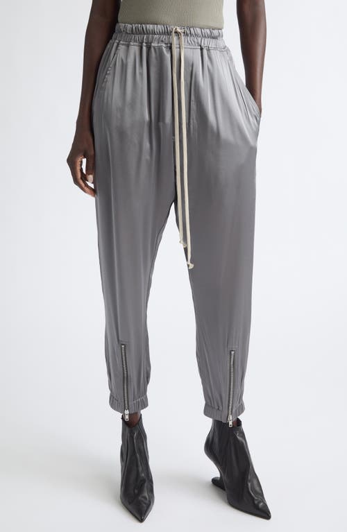 Rick Owens Tecuatl Satin Track Pants In Steel