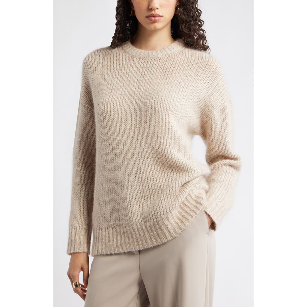 Nordstrom Metallic Crewneck Sweater In Brown