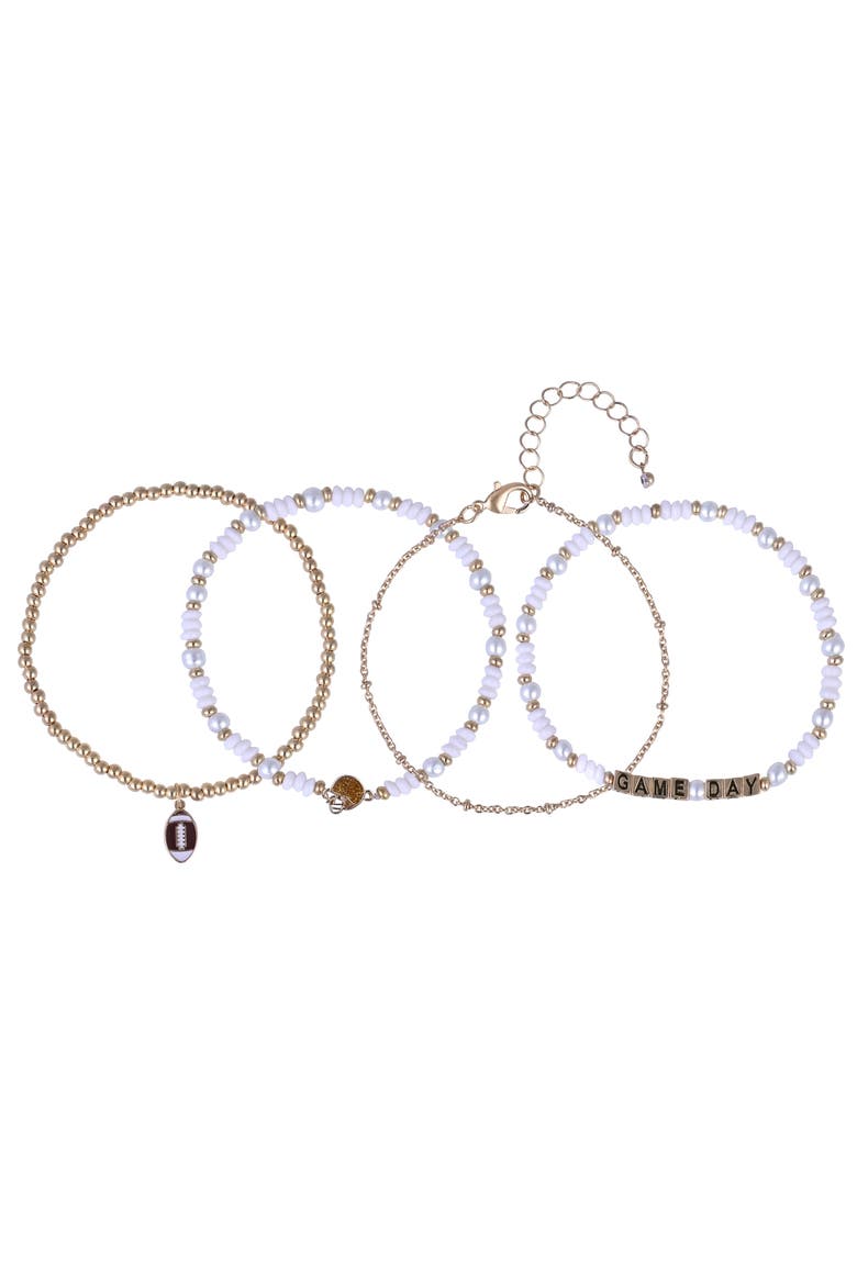 Game Day 4pc Football Bracelet Set, Main, color, Brown