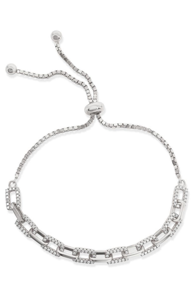 SUZY LEVIAN Pavé Bolo Slider Bracelet, Main, color, White