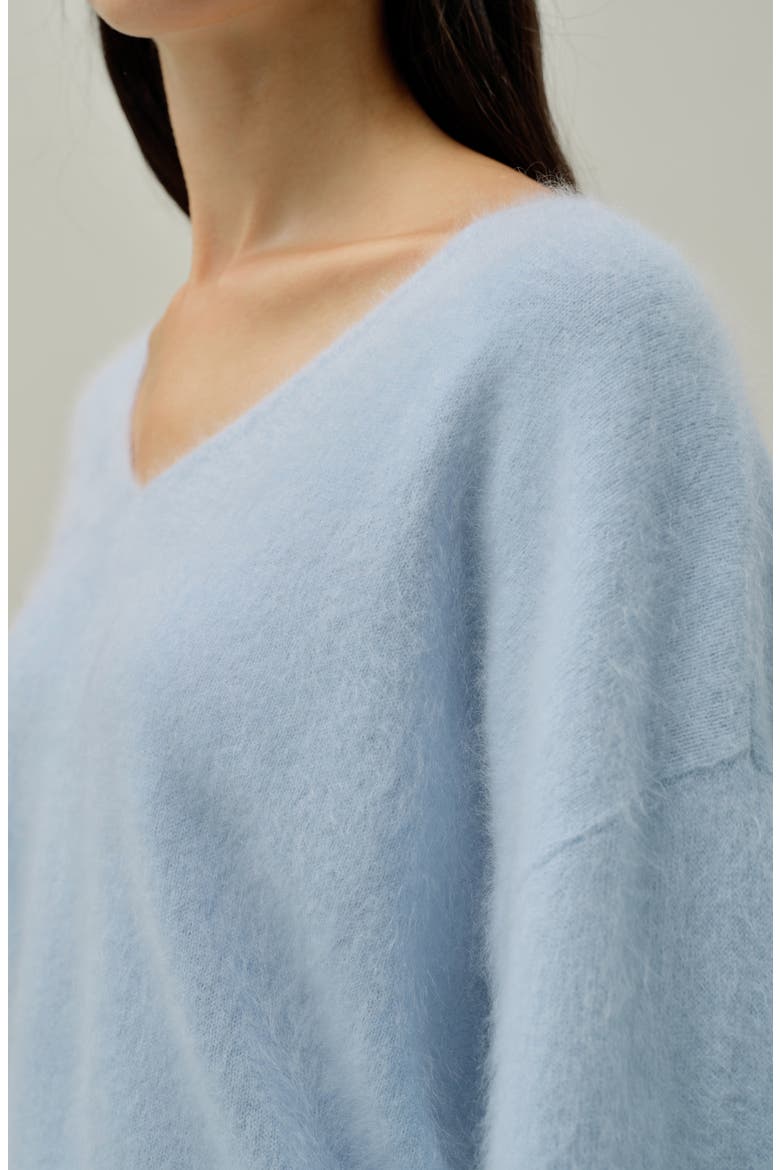 Women's Brushed V-Neck Cashmere Sweater, Alternate, color, Illusion Blue