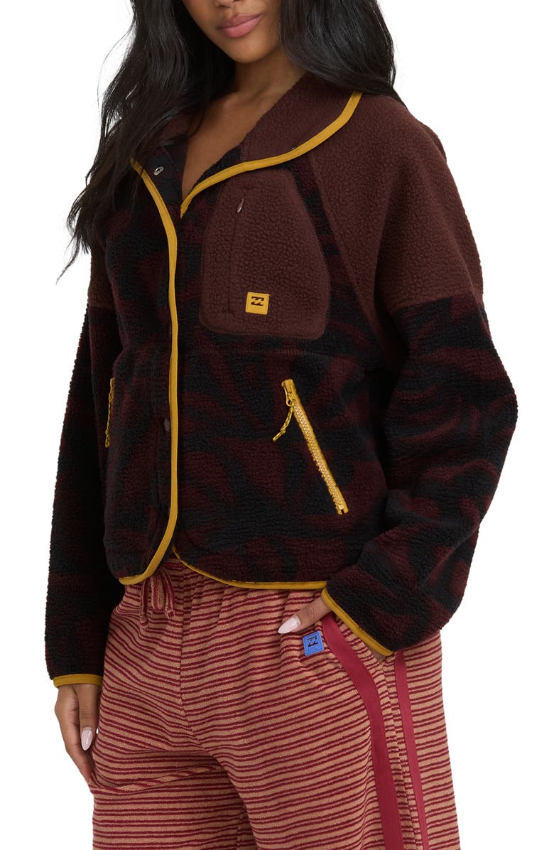 Billabong Popoyo High Pile Fleece Jacket, Alternate, color, Teak