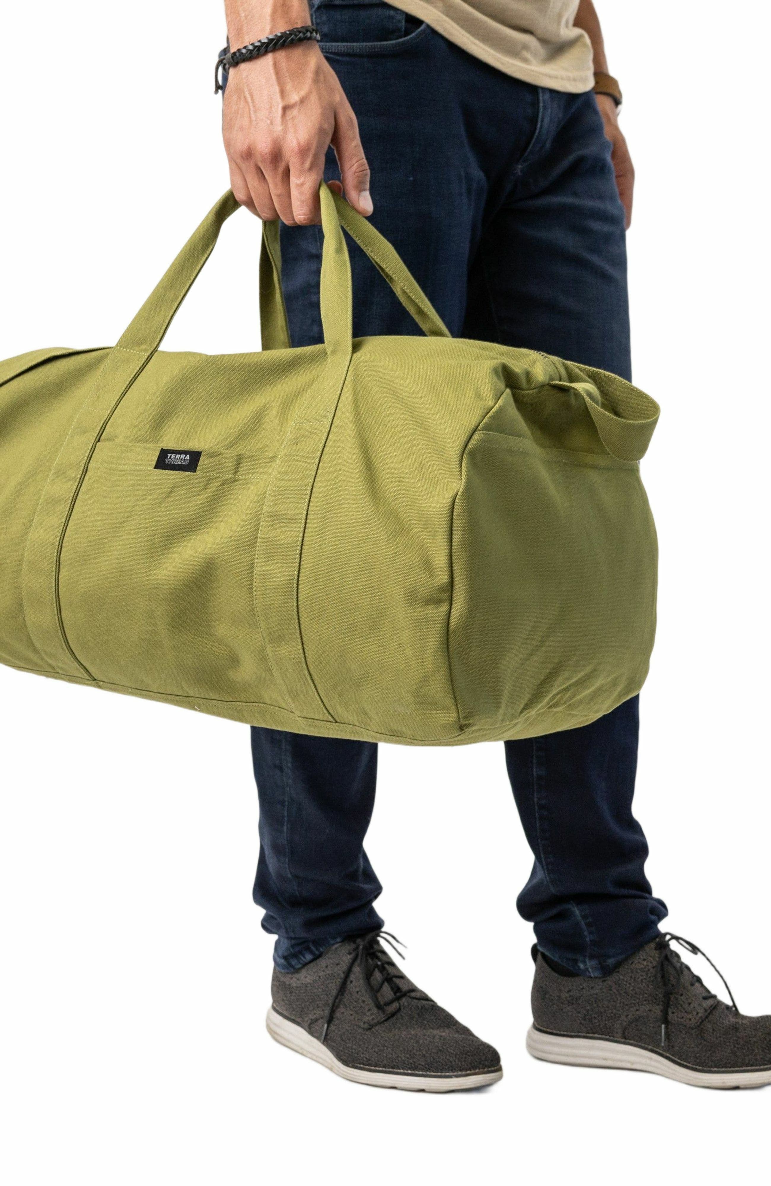 Organic Cotton Duffle Bag, Alternate, color, Olive Green