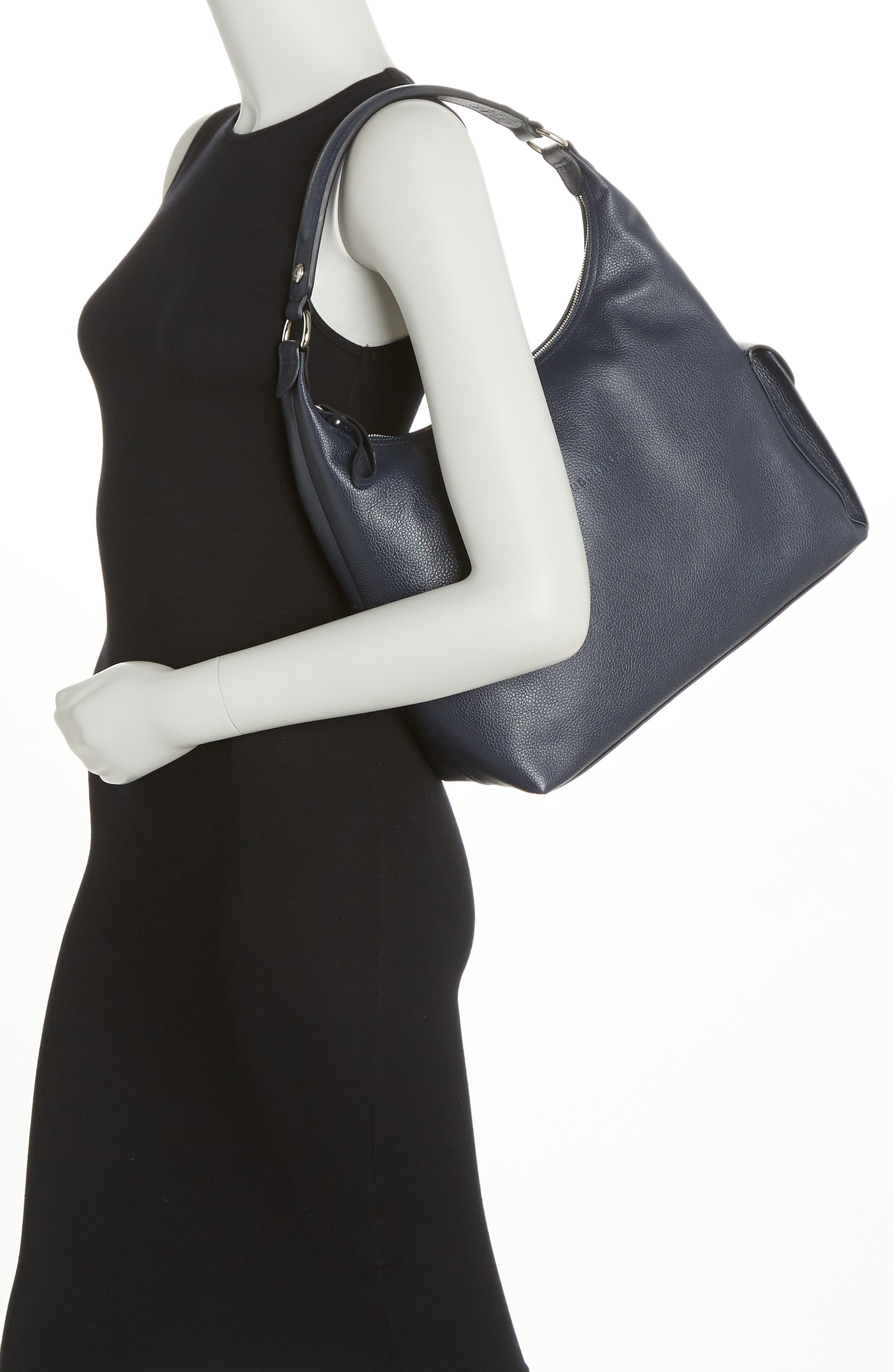 Longchamp Leather Hobo Bag, Alternate, color, 