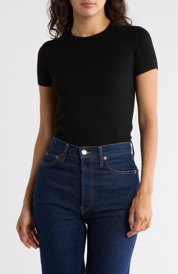 Leith Compact Sweater Tee In Black