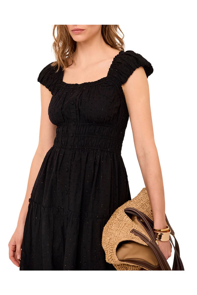 Cotton Blend Textured Midi Dress, Alternate, color, Black