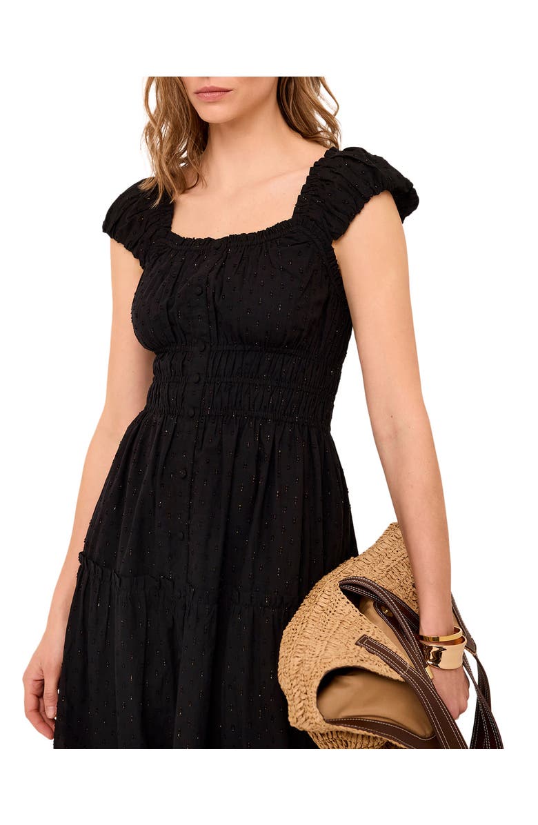 MINT VELVET Cotton Blend Textured Midi Dress, Alternate, color, Black