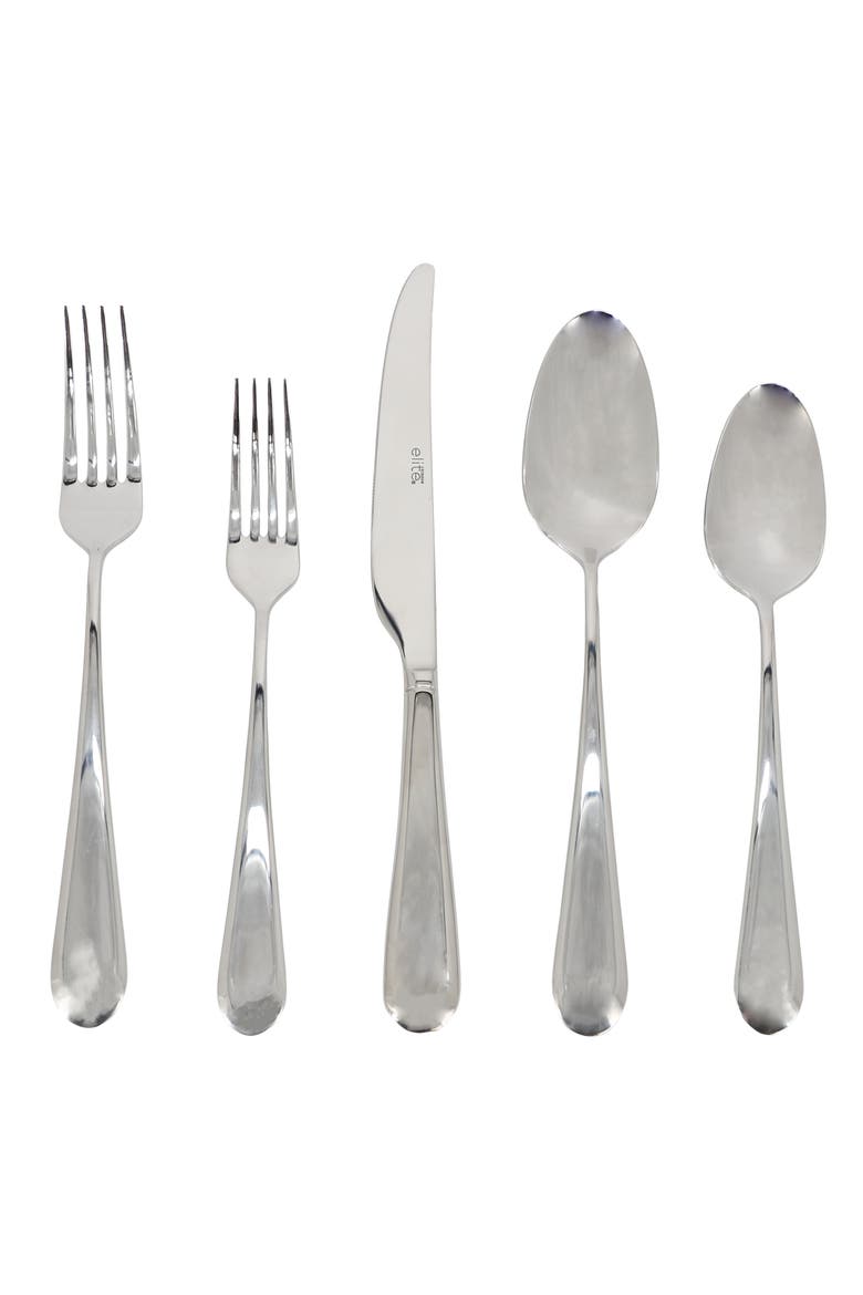 Claudine 20 Piece Stainless Steel Flatware Set, Alternate, color, Metallic Silver