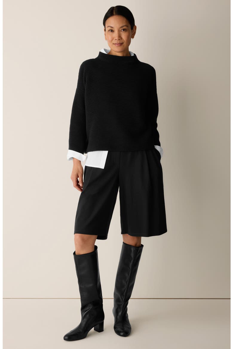 Pleated High Waist Wide Leg Shorts, Alternate, color, BLACK
