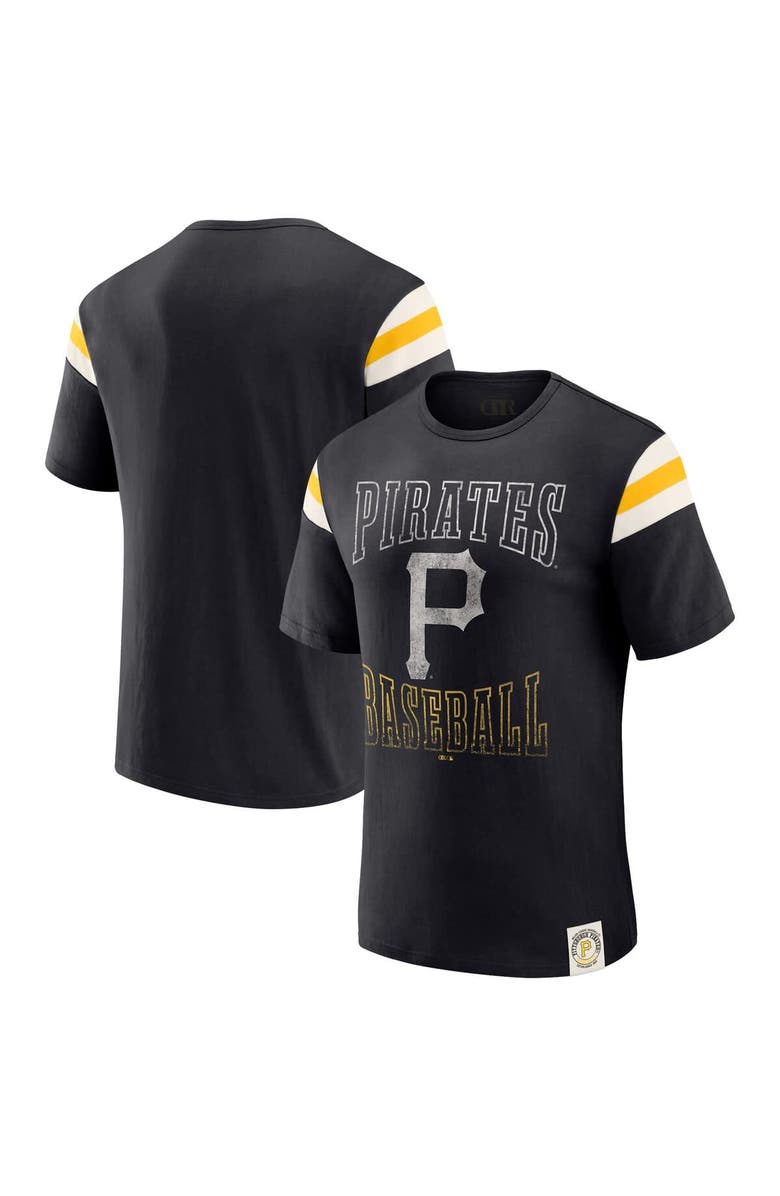 Darius Rucker Collection by Fanatics Men's Darius Rucker Collection by Fanatics Black Pittsburgh Pirates Distressed Sleeve Stripe T-Shirt, Main, color, Black