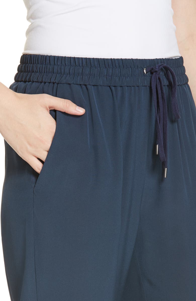 Tibi Pull-On Silk Crêpe de Chine Pants, Alternate, color, 